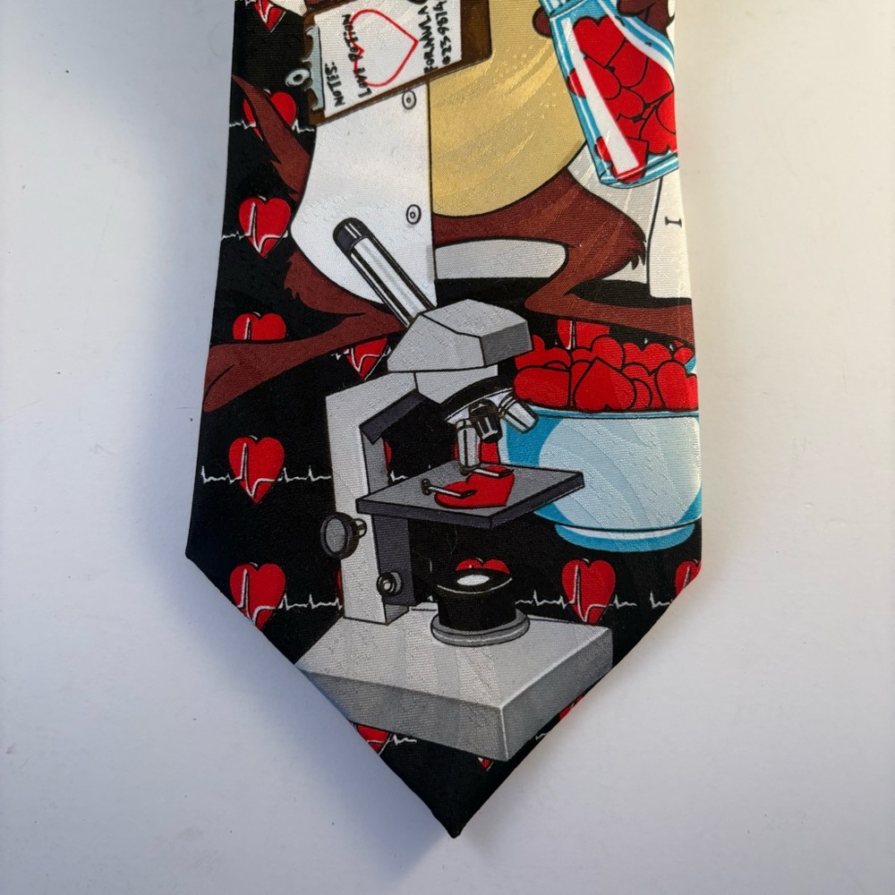 Vtg Tasmanian Devil Taz Neck Tie Love Potion Valentine Looney Tunes Hearts 1997 - Picture 3 of 6